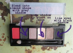 This is a really cool shadow palette I got from NYX. The reason I like them is that their shadows are really pigmented...this helps to cover up puff...