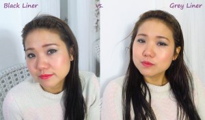 So the left photo is black liner and the right photo is grey liner.  All other make-ups are the same.  Can you spot the difference?