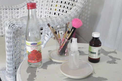 A skin rescuer for powdered make-up users...this setting spray only takes three ingredients; rose water, distilled water and glycerin!